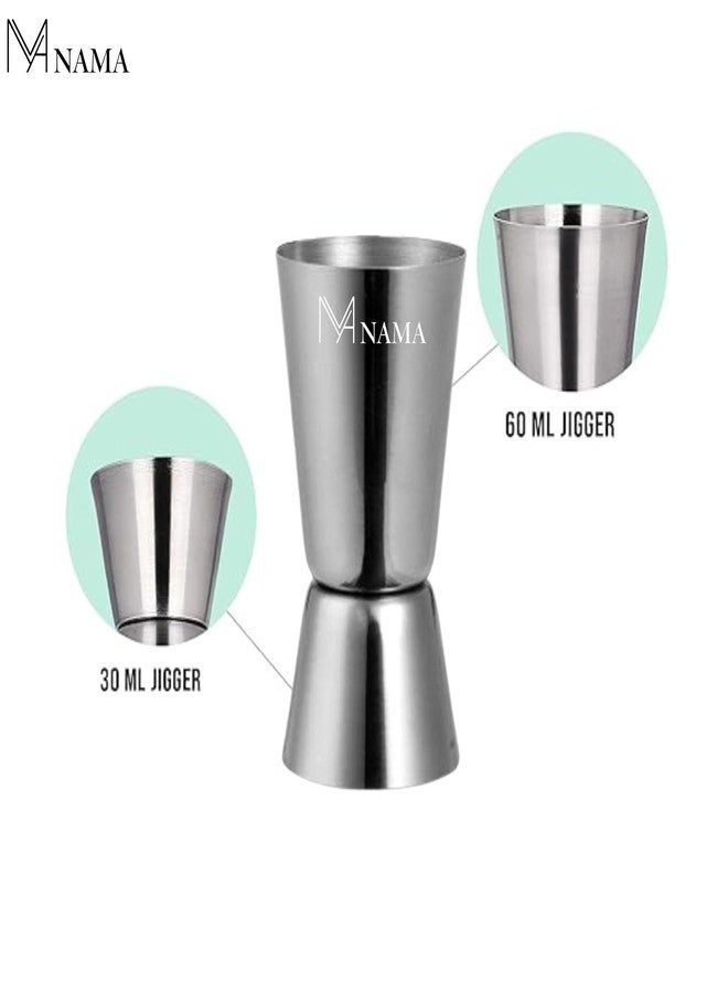 NAMA Stainless Steel Tall Peg Measure 30/60ml | Cocktail Jigger|Double Side Drink Measuring Bar Tool | Essential Tool for Bartenders Shot Glass | Accurate Drink Measurer | Silver - Image 3